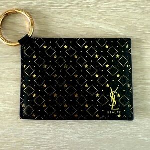 🪞New! YSL Mini Travel Black Leather Mirror